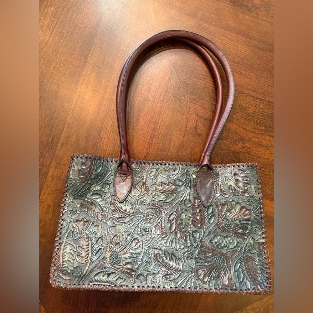 Juan Antonio made in USA Leather Bag - tooled mahogany